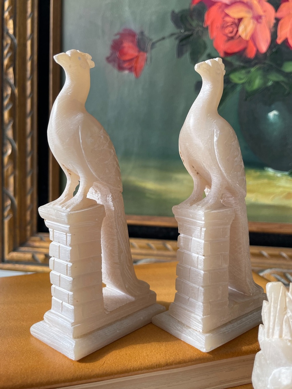 Vintage Hand-Carved Chinese White Soapstone Phoenix Bird Figurines - Picture 3 of 14